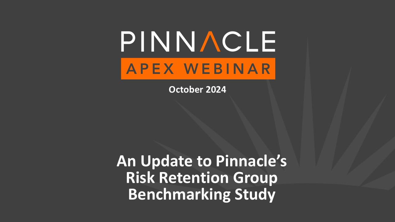 Title slide: Update to Pinnacle's Risk Retention Group Benchmarking Study